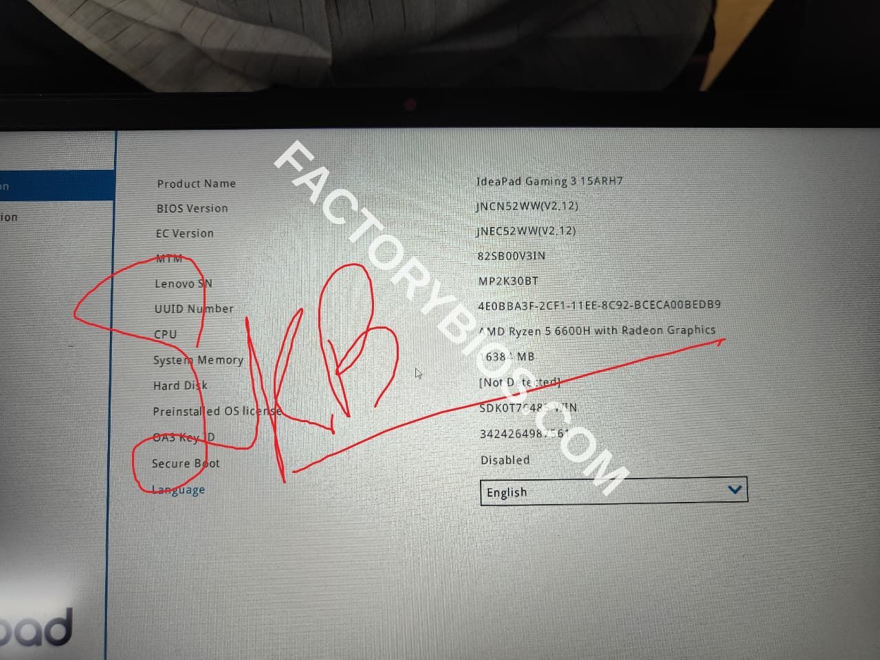 Lenovo AMD Ryzen 5 6600H with Radeon Graphics - Lenovo deaPad Gaming 3 15ARH7 HLG50 LA-M082P Rev 1A 2022-10-06 AMD EC BOARDVIEW FACTORY BIOS  - Image 2