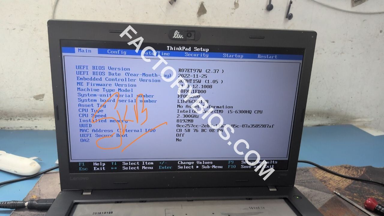 Lenovo Lenovo Thinkpad T460p Type 20FX  - Lenovo Thinkpad T460p Type 20FX COR H i5-6300HQ BT463 NM-A611 Rev 1.0 2015-10-26 DIRECT UNLOCKED R07ET FACTORY BIOS - Image 3