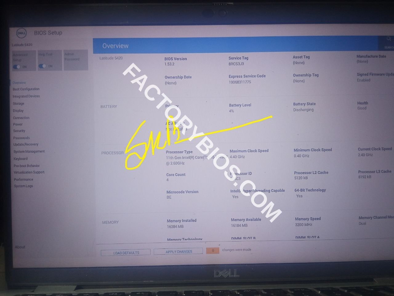 Dell Latitude 5420 - DELL Latitude 5420 SRK03 COR LP GDF40 LA-K491P Rev2.0 (A01) 2020-11-16 FACTORY BIOS - Image 2