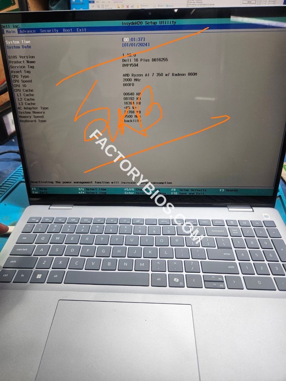 Dell Dell DB04255 DB14255 DB16255 - Dell 16 Plus DB16255 233117-1 X1JT6$JA AMD RYZEN AI 7 FACTORY BIOS  - Image 3