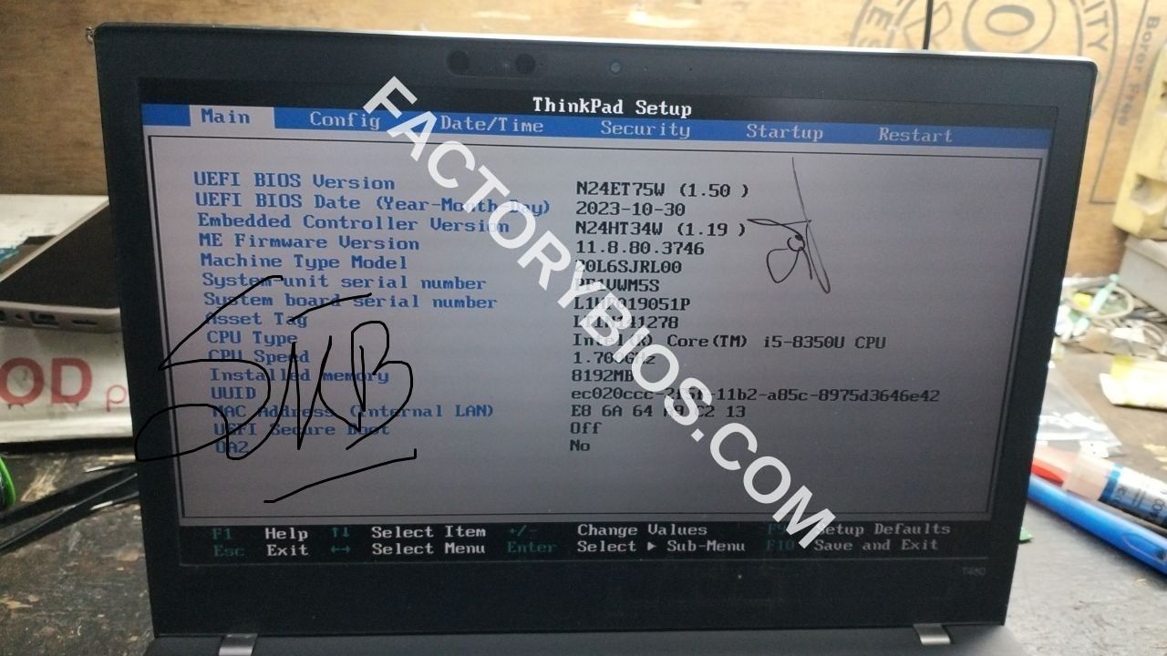 Lenovo ThinkPad T480 Type 20L6 - ThinkPad T480 Type 20L6 SRL3L9 COR LP ET480 NM-B501 Rev 1.0 2018-03-05 DIRECT UNLOCKED N24ET N24ET75W FACTORY BIOS - Image 2
