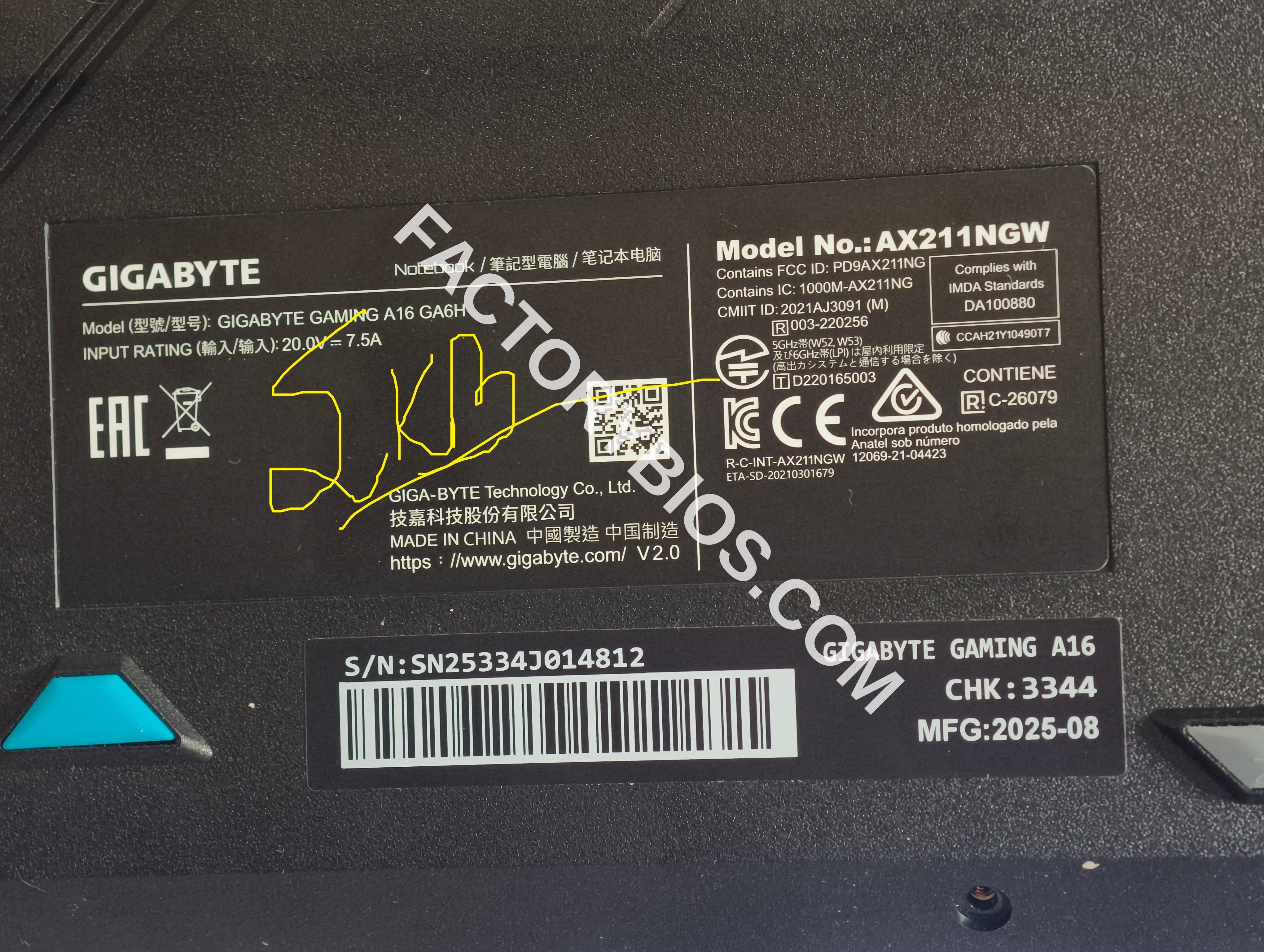 Gigabyte GIGABYTE GAMING A16 GA6H CMH  - GIGABYTE GAMING A16 GA6H CMH CSME CLEAN OK TESTE DONE MAIN EC CSME 16  FACTORY BIOS - Image 3