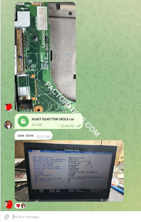 Lenovo ThinkPad T480 Type 20L6 - ThinkPad T480 Type 20L6 SRL3L9 COR LP ET480 NM-B501 Rev 1.0 2018-03-05 DIRECT UNLOCKED N24ET N24ET75W FACTORY BIOS - Image 3