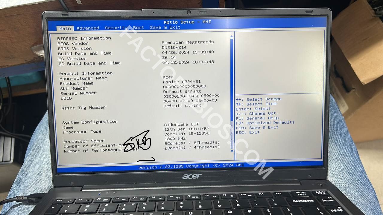 Acer Acer Aspire 3 A324-51 - Acer Aspire 3 A324-51 SU_DN21C_MB_V20_20230802A i5-1235U AlderLake ULT DN21CV214 FACTORY BIOS - Image 3